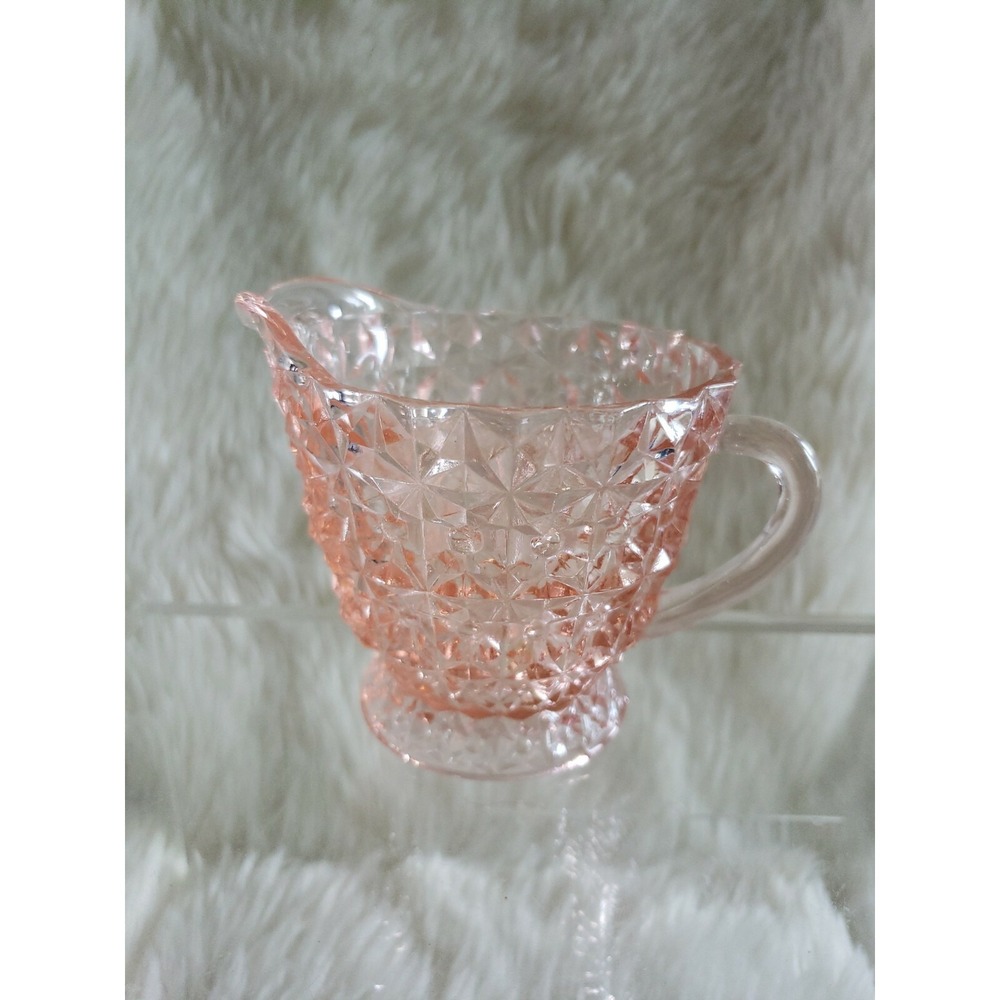 Fenton Pink Depression Glass Creamer Crystal Cut Style